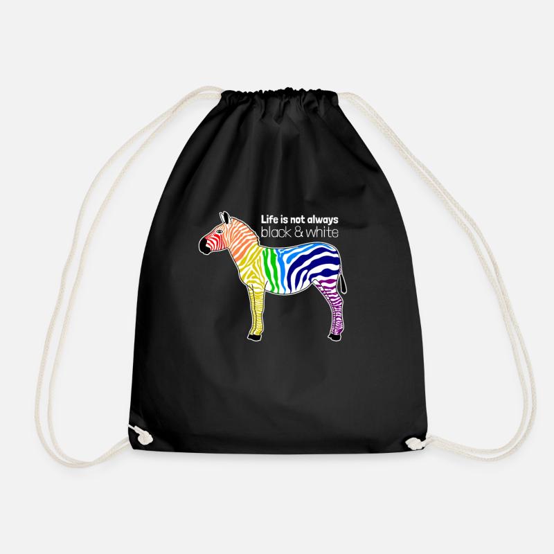 Buntes Zebra Regenbogen Positiver Spruch Geschenk - Turnbeutel - Schwarz
