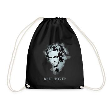 beethoven classical music composer concert deaf pop - Drawstring Bag - black - Front
