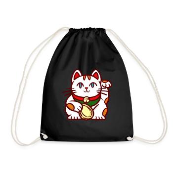 Winke Katze Maneki-neko - Turnbeutel - Schwarz - Vorne