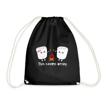 Marshmallow Lustige Sprüche | Lagerfeuer Geschenk - Turnbeutel - Schwarz - Vorne