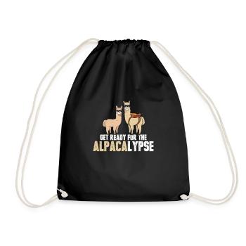 The Alpacalypse Lustiges Alpaka T-Shirt - Turnbeutel - Schwarz - Vorne