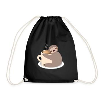 Sloth sweet coffee / cocoa cup Hot gift idea - Drawstring Bag - black - Front