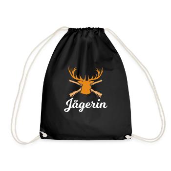 Jägerin Hirschgeweih - Turnbeutel - Schwarz - Vorne