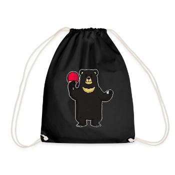 Tischtennis Tennis Bär Spieler Sport Geschenk - Turnbeutel - Schwarz - Vorne