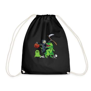 Sensenmann Reitet T Rex Halloween Reaper Geschenk - Turnbeutel - Schwarz - Vorne