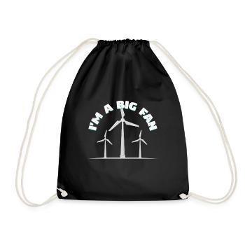 I'm A Big Fan | Wind energy green electricity gift - Drawstring Bag - black - Front