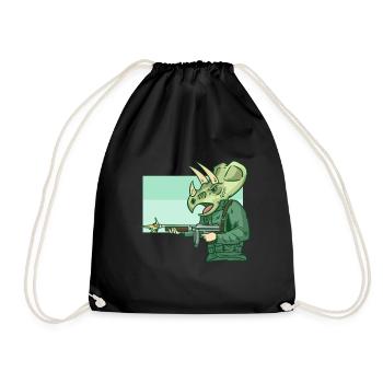 Triceratops soldier - Drawstring Bag - black - Front