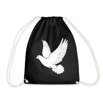 Weiße Taube Liebe Geschenk Fliege - Turnbeutel - Schwarz - Vorne