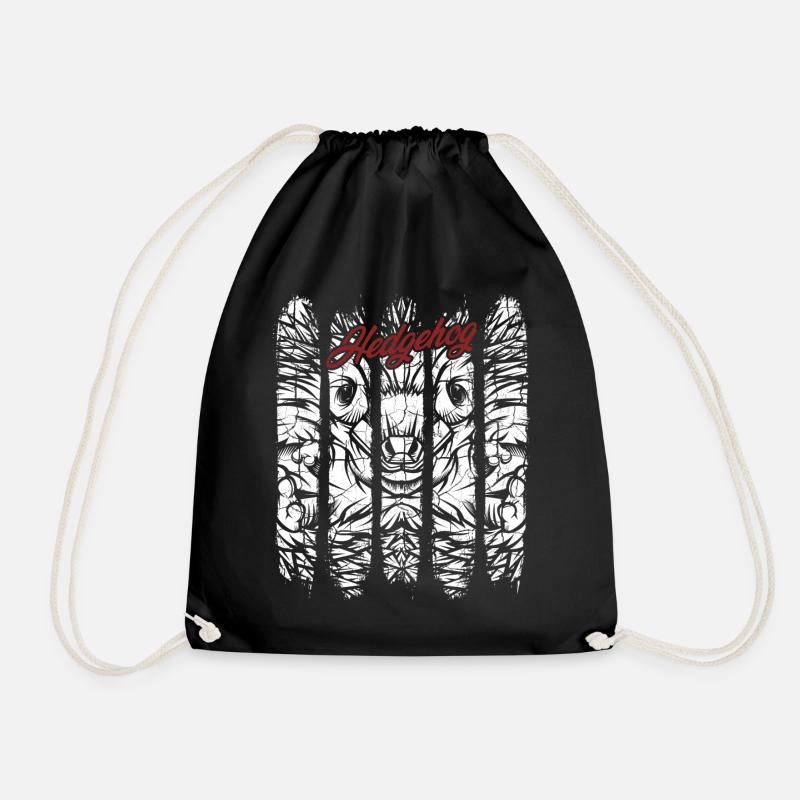 Hedgehog - Drawstring Bag - black