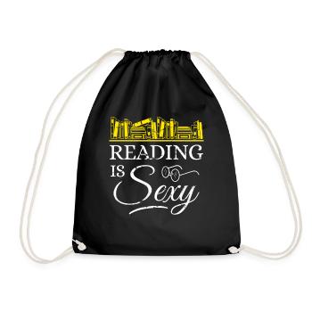 Lesen ist Sexy lesen Buch Bücherwurm Literatur Geschenk - Turnbeutel - Schwarz - Vorne