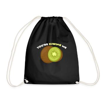 You're Kiwing Me | Kiwis Lovers Vegan Gift - Drawstring Bag - black - Front