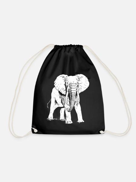 Elephant animal gift - Drawstring Bag - black
