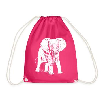 Elephant animal gift - Drawstring Bag - fuchsia - Front
