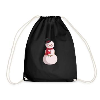 Sweet snowman flower winter laugh gift idea - Drawstring Bag - black - Front