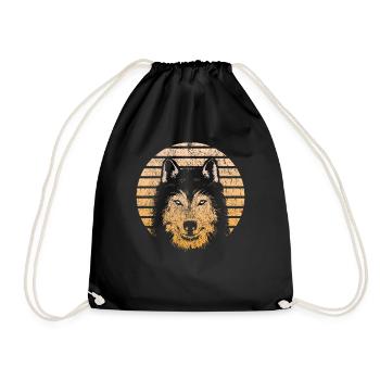 wolf - Drawstring Bag - black - Front