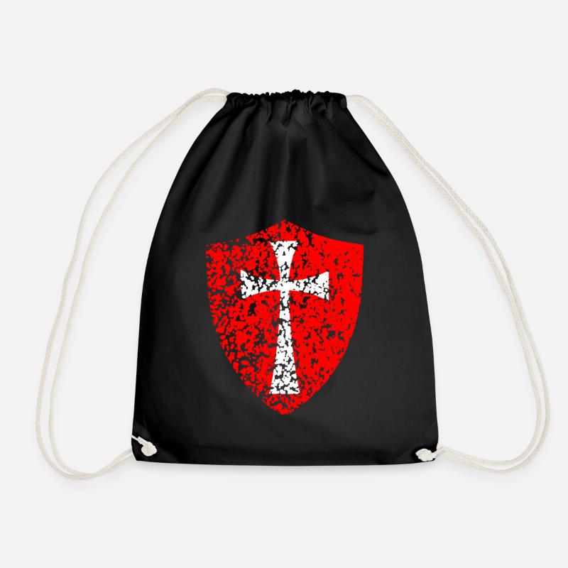 Kreuzritter Templer Kreuz Schild - Turnbeutel - Schwarz