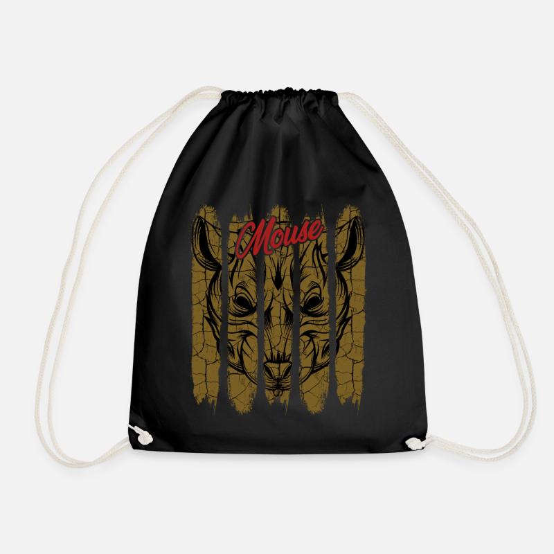 Vintage Retro Style Mäuschen | Maus Tier Geschenk - Turnbeutel - Schwarz