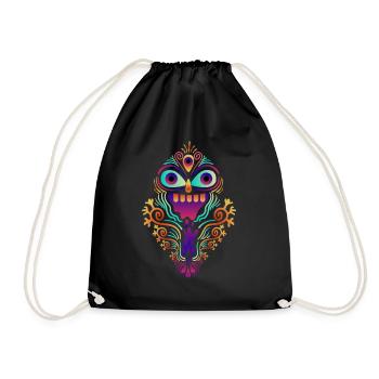 Goa Sugar Skull Psytrance - Drawstring Bag - black - Front