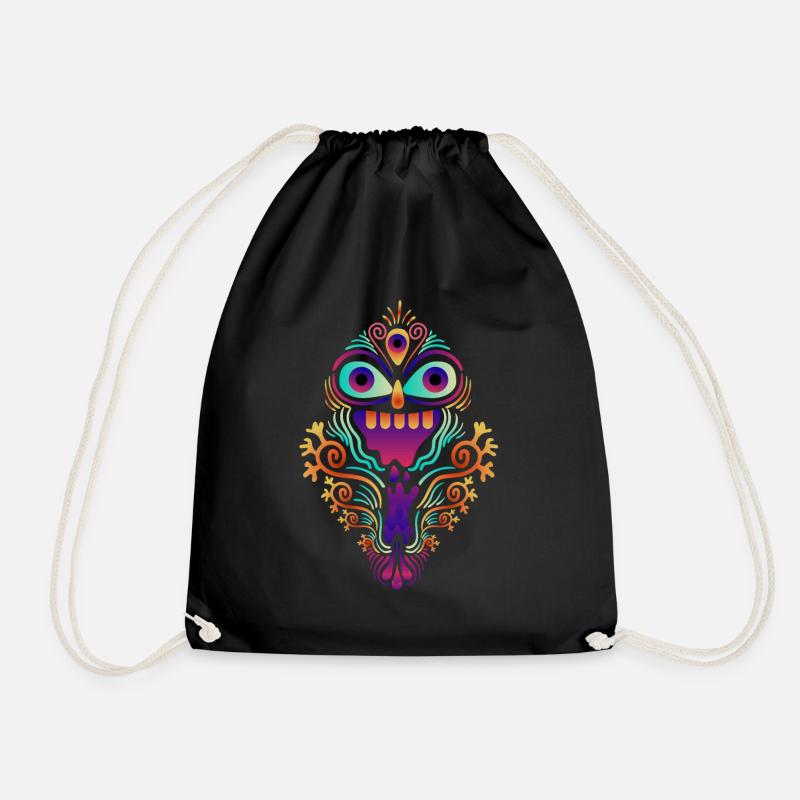Goa Sugar Skull Psytrance - Drawstring Bag - black