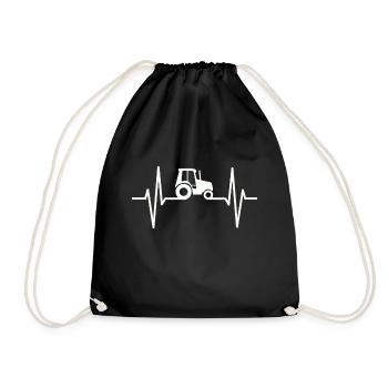 Agriculture Farmer Heartbeat Tractor - Drawstring Bag - black - Front