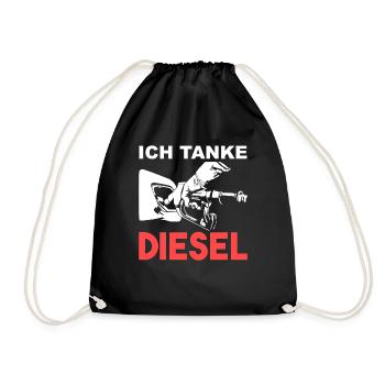 Ich Tanke Diesel Sprit Auto Fahren Geschenk - Turnbeutel - Schwarz - Vorne