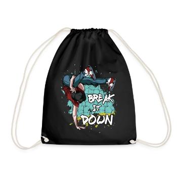 Breakdance Break It Down | Breakdancing Geschenk - Turnbeutel - Schwarz - Vorne