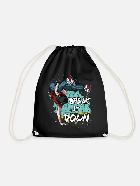 Breakdance Break It Down | Breakdancing Geschenk - Turnbeutel - Schwarz