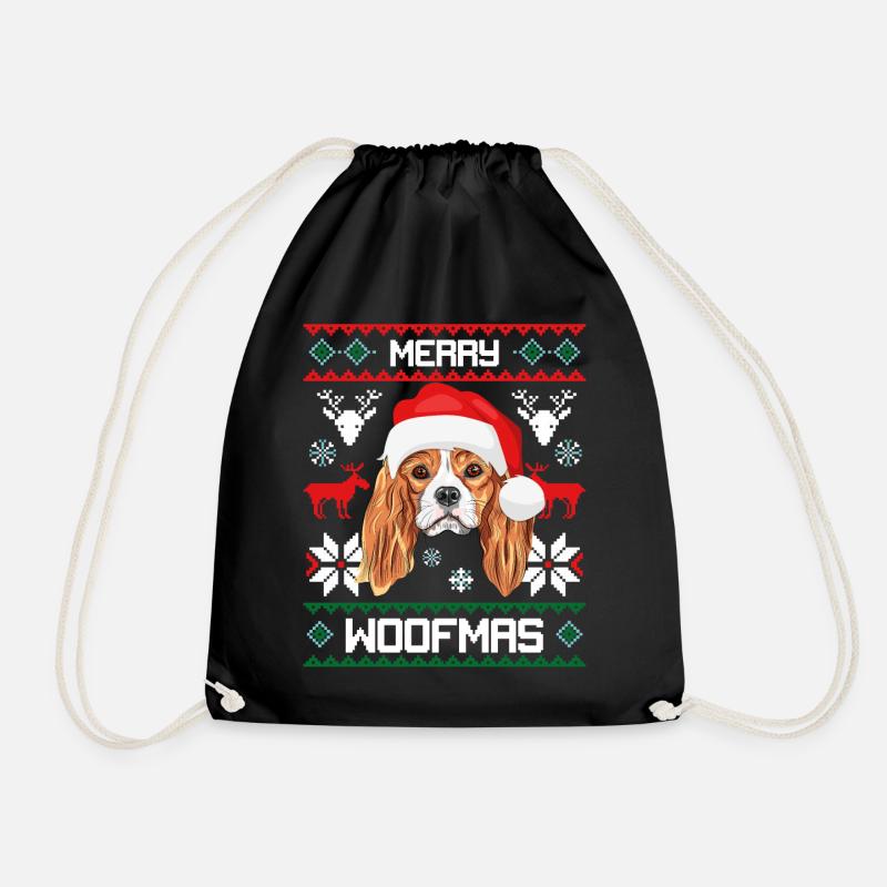 Merry Woofmas Cavalier King Charles Spaniel - Turnbeutel - Schwarz