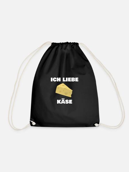 I love cheese - Drawstring Bag - black