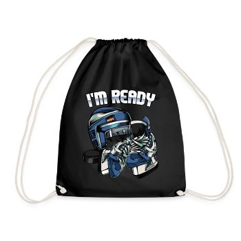 I'm Ready | Eishockey Spruch Eissport Geschenk - Turnbeutel - Schwarz - Vorne