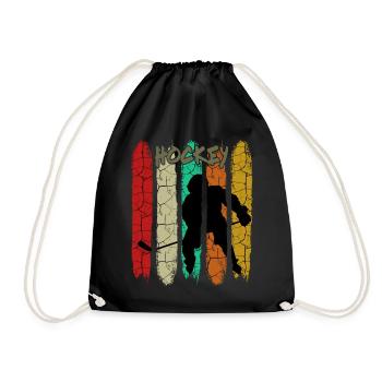 Hockey sur glace de style rétro | Cadeau de sports de glace - Sac de sport léger - noir - Devant