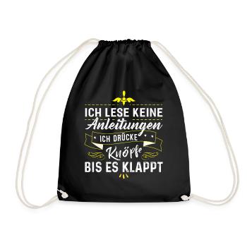Ich Lese Keine Anleitungen - Turnbeutel - Schwarz - Vorne