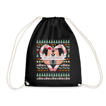 Modèle de Noël de coeur de renards de Noël drôles - Sac de sport léger - noir - Devant