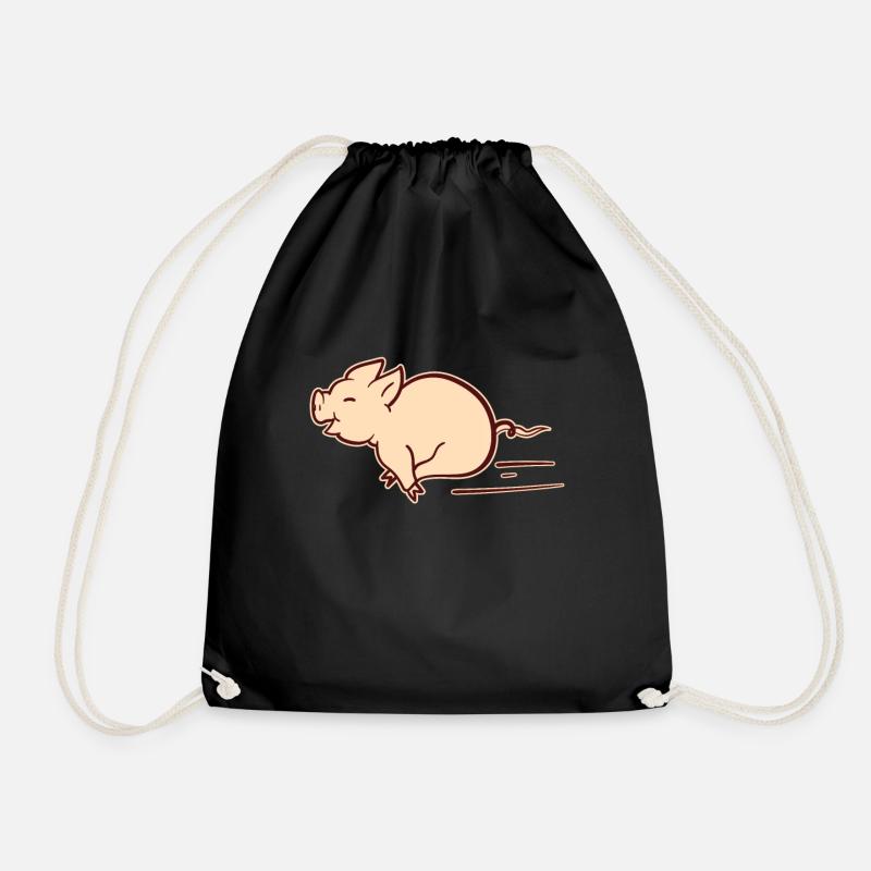 Racing Pig Pig Run Sweet Gift - Drawstring Bag - black