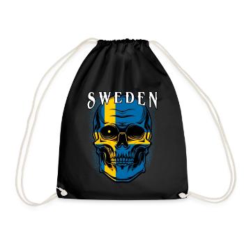 Schwedischer Totenkopf | Schweden Patriot Geschenk - Turnbeutel - Schwarz - Vorne