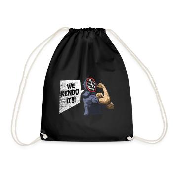 Kendo Japanese bamboo sword martial arts gift - Drawstring Bag - black - Front