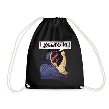 Kendo Japanisch Bambus Kampfsport Geschenk - Turnbeutel - Schwarz - Vorne