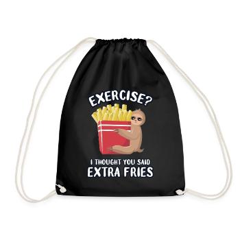 Sloth loves french fries - Drawstring Bag - black - Front