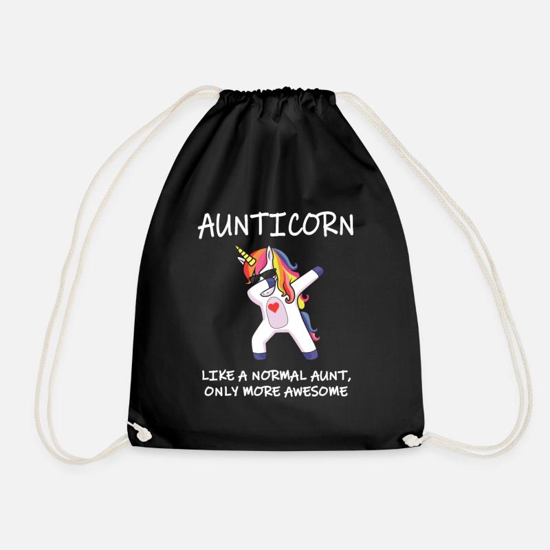 Aunticorn Einhorn Tante Geschenk - Turnbeutel - Schwarz