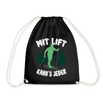 Witziges Langlauf Wintersport Loipe Ski Geschenk - Turnbeutel - Schwarz - Vorne
