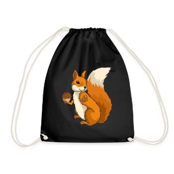 Eichhörnchen Nager Nagetier Waldbewohner Geschenk - Turnbeutel - Schwarz - Vorne