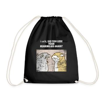 Katzen Hörgerät Hörgeräteakustiker Geschenk - Turnbeutel - Schwarz - Vorne