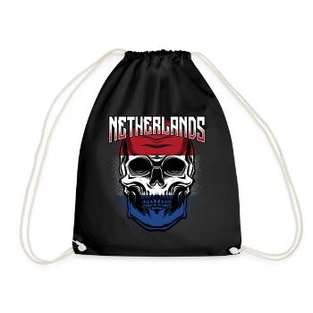 Crâne hollandais | Cadeau Pays-Bas - Sac de sport léger - noir - Devant