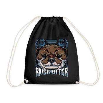 Modern Sea Otter | Trendy woodlander gift - Drawstring Bag - black - Front