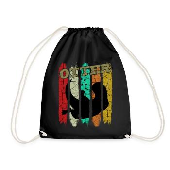 Retro Style Vintage Seeotter Wassermarder Geschenk - Turnbeutel - Schwarz - Vorne