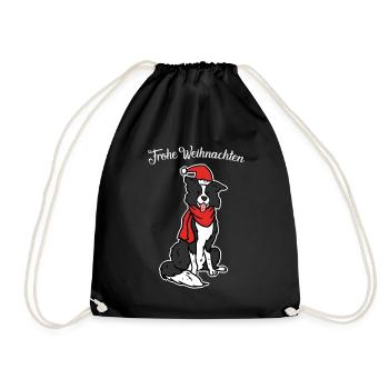 Border Collie Weihnachten - Turnbeutel - Schwarz - Vorne
