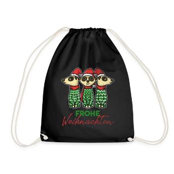 Meerkat clan Christmas Santa Claus - Drawstring Bag - black - Front