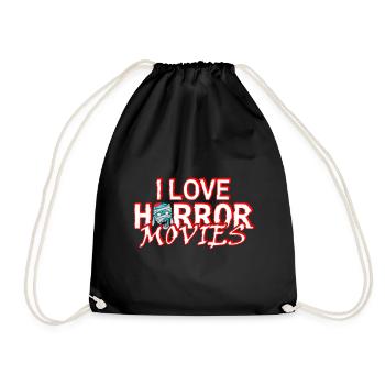 J'aime les films d'horreur | Idée cadeau thriller movie - Sac de sport léger - noir - Devant