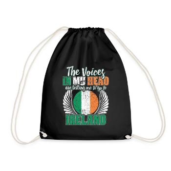 Ireland - Drawstring Bag - black - Front