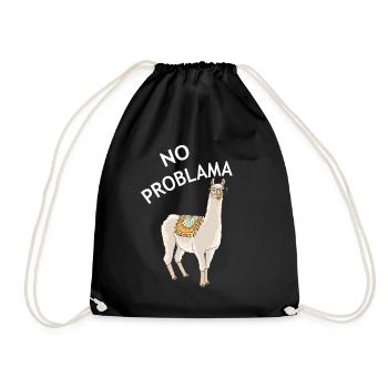 No Problama Lama | Alpaka Tier Lustig Geschenkidee - Turnbeutel - Schwarz - Vorne